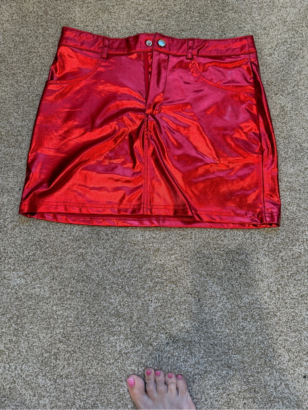 Metallic Red Mini Skirt